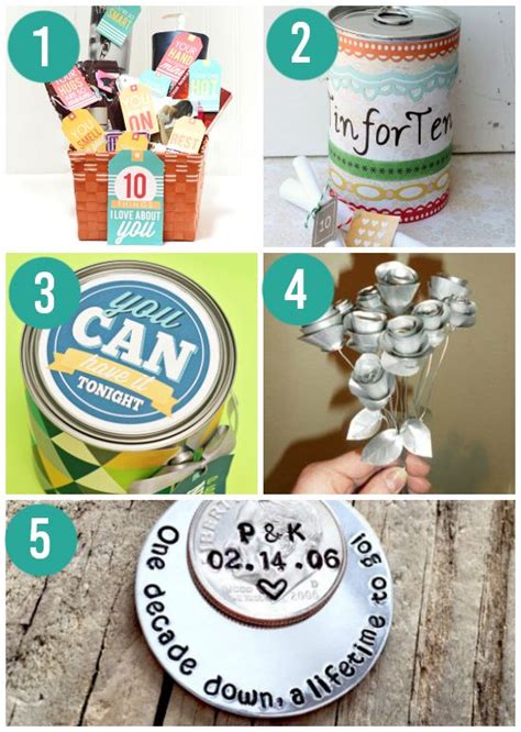 Choose a unique 10 year anniversary gift for the happy couple. Anniversary Gifts By Year for Spouses - From | Tin ...