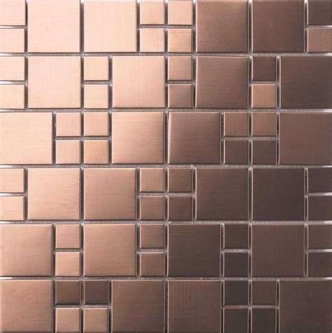 Brushed Copper Effect Stainless Steel Mosaic Tiles Mt0174