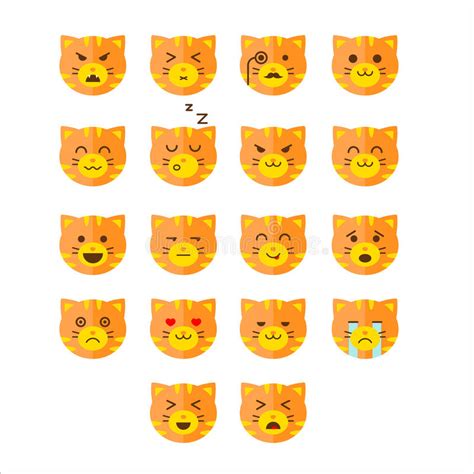 Sistema Lindo De Los Emoticons Del Gato Emoji Divertido Del Gatito Con Diversos Ejemplos Del