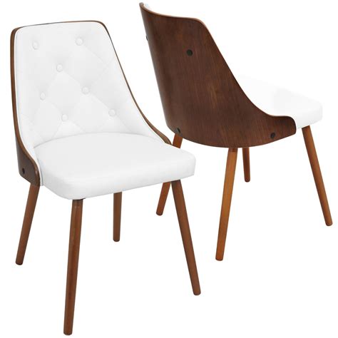 3275 Walnut With White Faux Leather Upholstered Modern Dining Chair