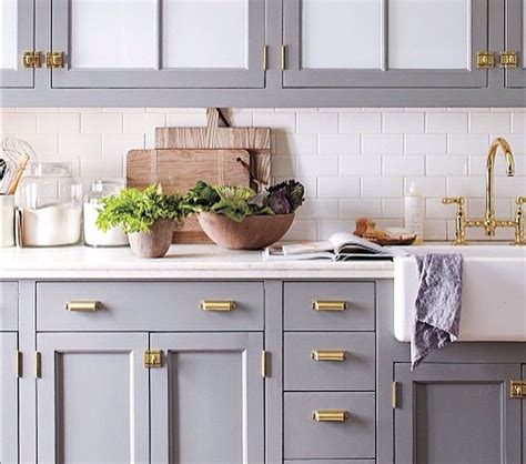Dove Grey And Brass Handles Kitchen Cabinets Grey And White Kitchen