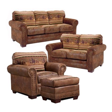American Furniture Classics Wild Horses 4 Piece Microfiber Sofa Set In