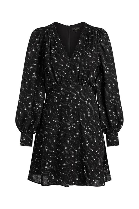 Kleid Gemmi schwarz gemustert TED BAKER günstig online kaufen