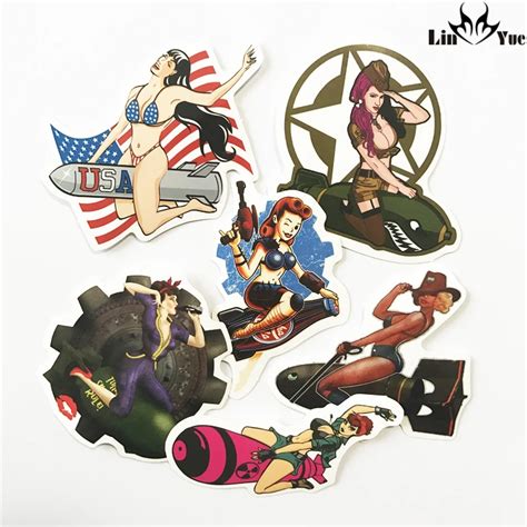 6pcslot Sexy Girl Pinup Girl Car Styling Stickers On Suitcase Laptop