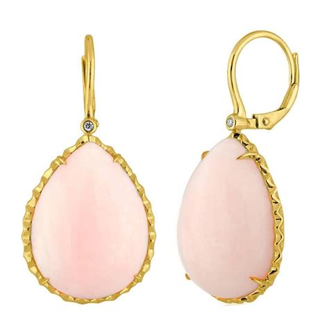 Pink Tear Drop Opal Gold Earrings For Sale At Stdibs