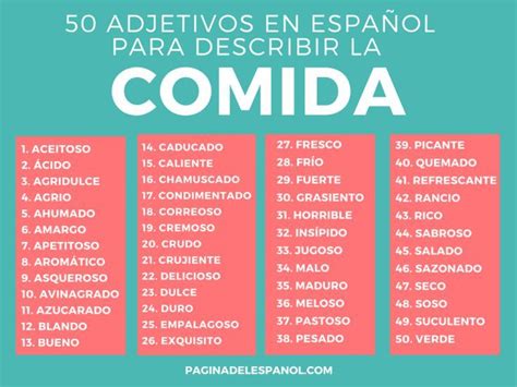 50 adjetivos para describir la comida | Learning spanish ...