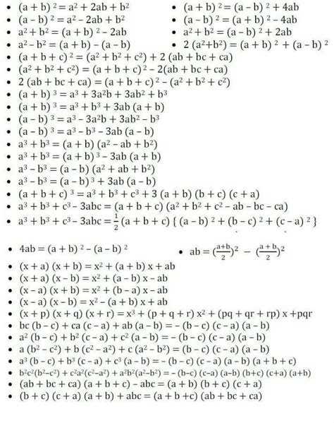 Math 9709 Formula Sheet - Mathematics Info
