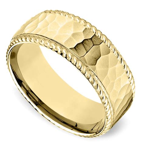 This Yellow Gold Mens Band Is 8 Millimeters Wide And Features A