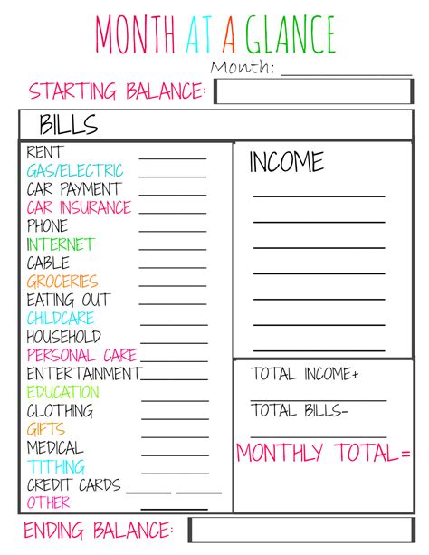 Little Bits Of Sunshine Free Monthly Budgeting Printable Budgeting