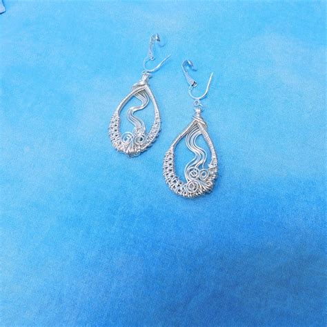 Artistic Woven Wire Clip on Dangles Non Pierced Earrings, Artisan