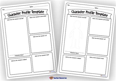 Character Profile Template - K-3 Teacher Resources