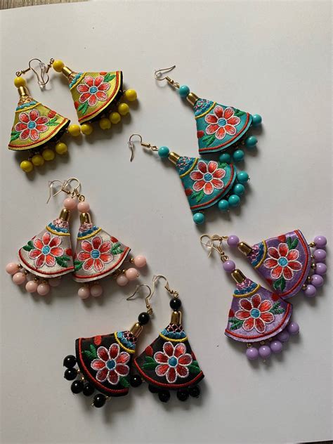Floral Embroidered Mexican Earrings Etsy Mexican Earrings Etsy