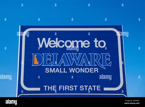 Welcome To Delaware Sign Stock Photo Alamy