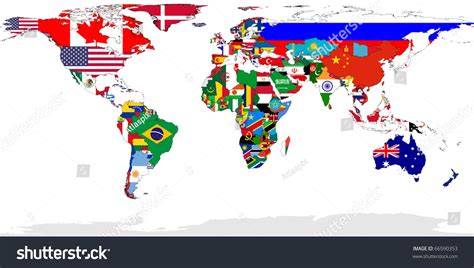 Map World Flags Relevant Countries Isolated Stock Illustration 66590353