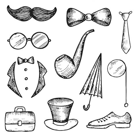 Premium Vector Gentleman Set Objects Set Vector Sketches