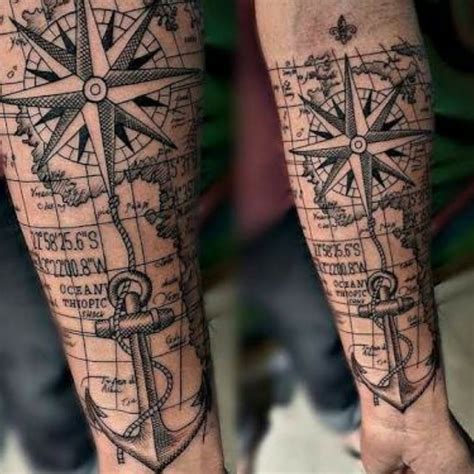 Mapa Mundi Rosa Dos Ventos Ncora Hipster Tattoo Coole Tattoos