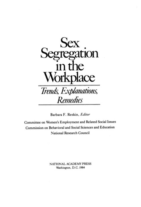 Front Matter Sex Segregation In The Workplace Trends Explanations