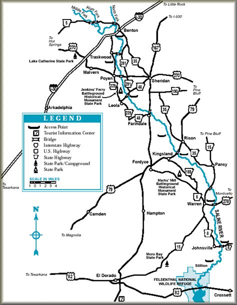 Map Of The Saline River Forks Arkansas