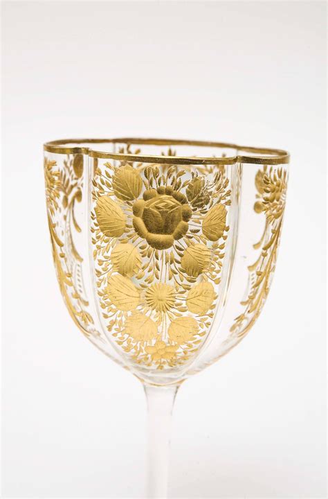 Four Antique Moser Wine Glasses Cut And Hand Decorated With Quatrefoil Shape At 1stdibs Moser