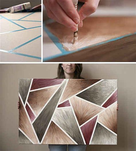 Abstract Paint With Masking Tape Diy Wall Artwork Diy Canvas Art