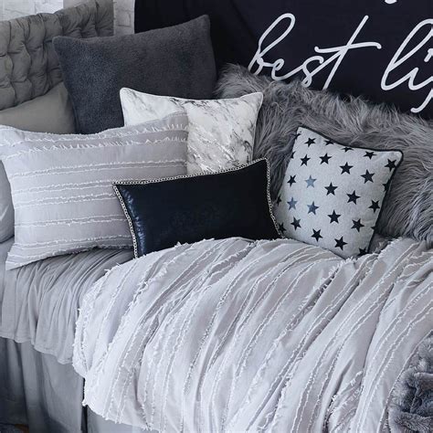 White Eyelash Stripe Comforter And Sham Set Fullqueen Bedding Set