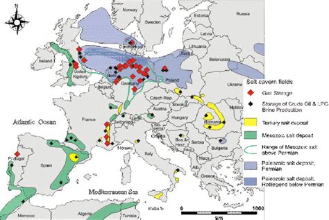 Salt structures and cavern storages in Europe. | Download Scientific ...