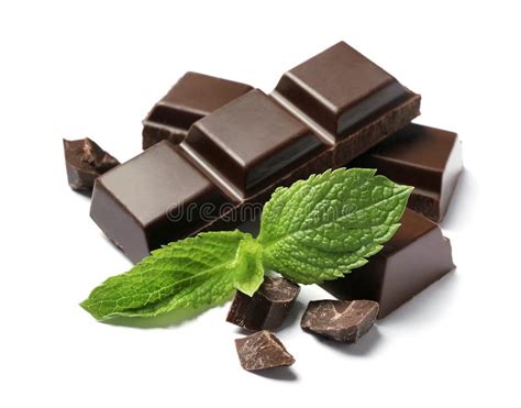 Pieces Of Dark Chocolate With Mint Stock Photo Image Of Delicious