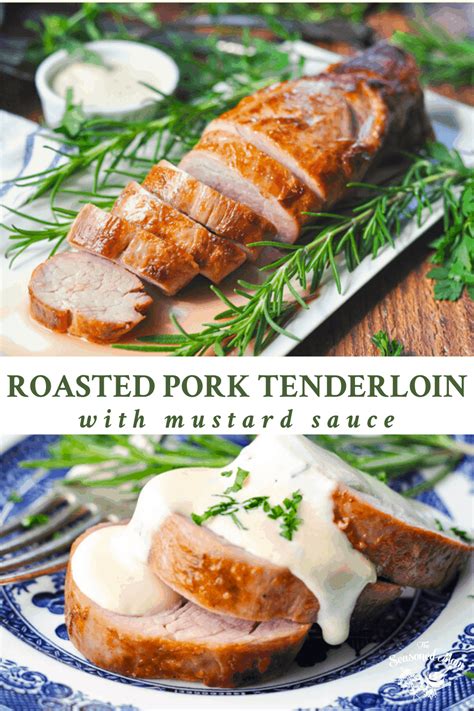 Place in shallow roaster and bake at 350 degrees uncovered for one hour. Roasted Pork Tenderloin with Mustard Sauce | Recipe | Pork ...