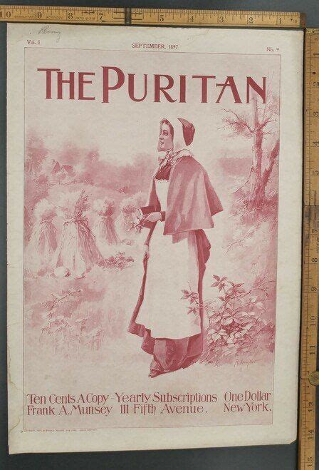 Puritan Magazine Cover A Lady In In A Field Of Bundled Wheat Original