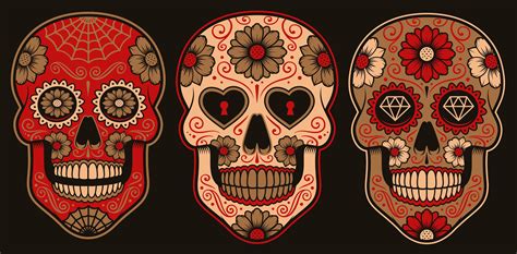 Set Of Mexican Sugar Skulls Download Free Vectors Clipart Graphics