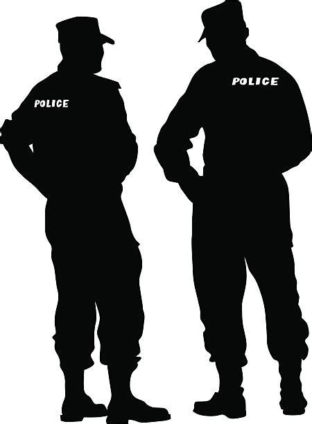 Police Officers In Uniform Silhouettes Illustrations Royalty Free