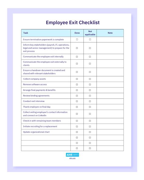Free Download Employee Exit Checklist And Guide Aihr