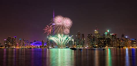 Wallpaper Toronto Canada Skyline Island Day Cntower Fireworks