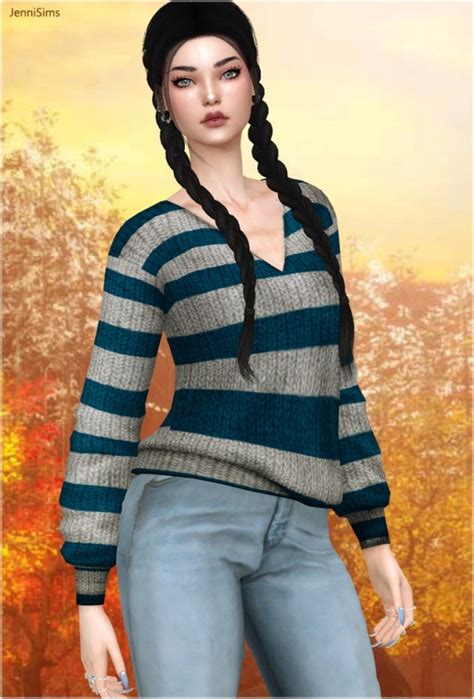 Jenni Sims V Neck Sweaters • Sims 4 Downloads