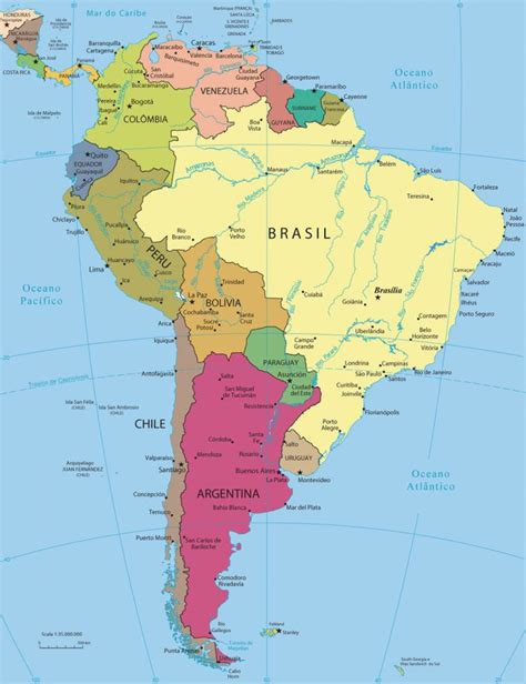 Mapa Da América Do Sul Países Capitais Tipos De Mapa E Curiosidades