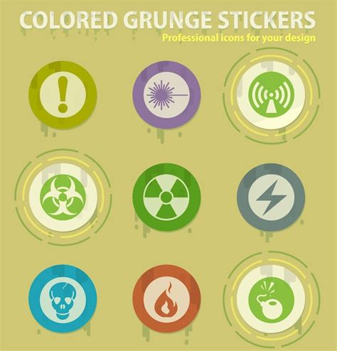 Premium Vector Hazard Warning Signscolored Grunge Icons