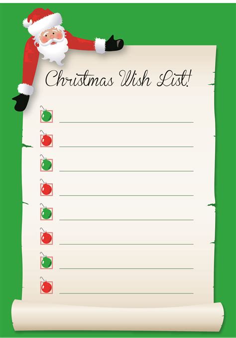 Santa Christmas List Free Printable
