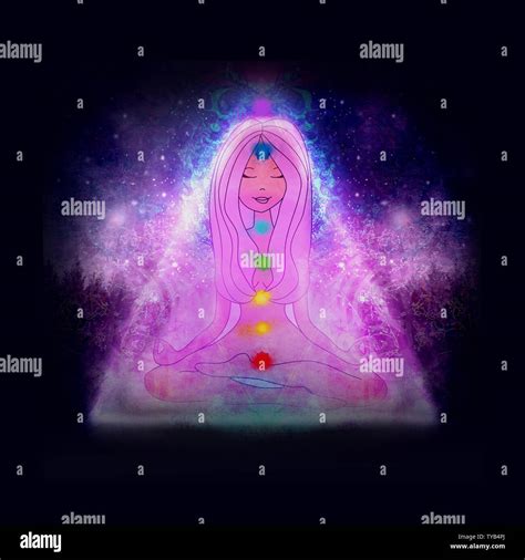 Human Energy Body Aura Chakras In Meditation Stock Photo Alamy