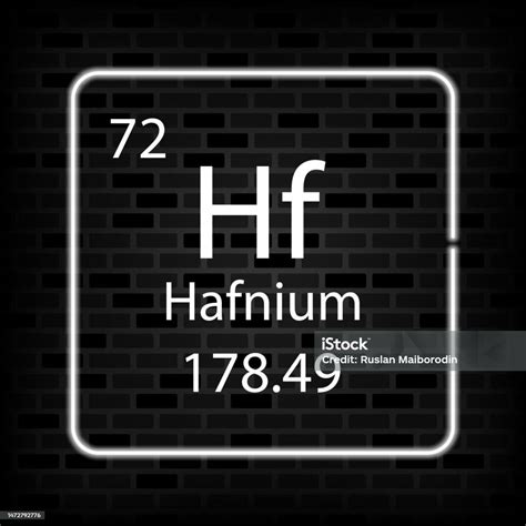 Simbol Neon Hafnium Unsur Kimia Dari Tabel Periodik Ilustrasi Vektor
