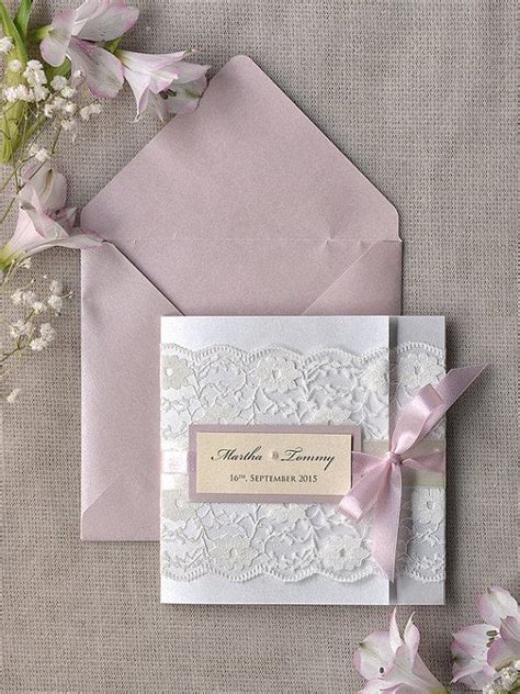 Custom Listing 100 Pink Lace Wedding Invitation Ivory Wedding
