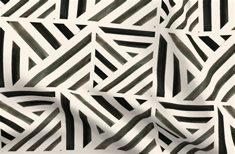 Geometric Black And White Fabric Watercolor Stripe Black By Etsy
