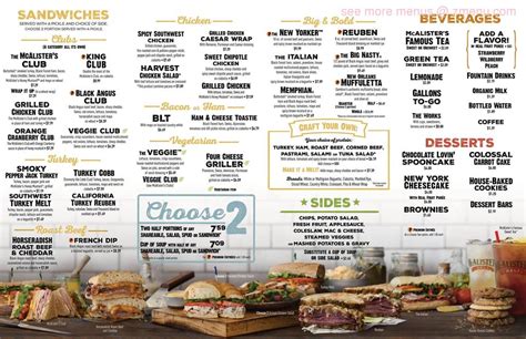 Mcalister S Deli Printable Menu