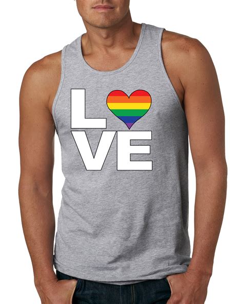 Love Heart Mens Lgbt Pride Tank Top Gay Muscle Shirt Ebay
