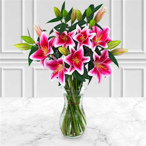 Pink Lily Bouquet Free Uk Delivery Post A Rose Flowers Isle Of