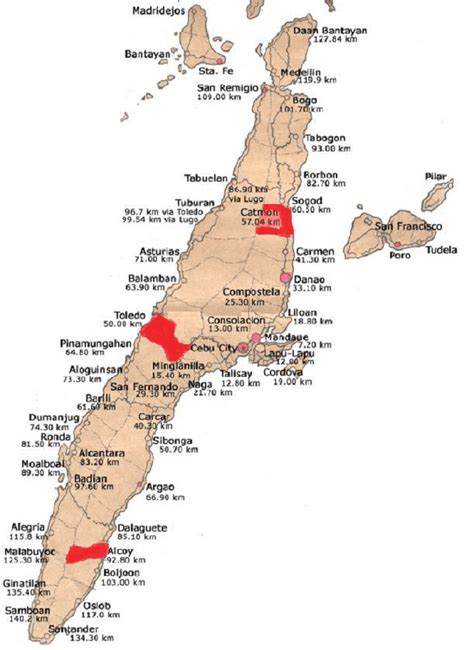 Jul 12, 2019 · cebu is the hub around which the visayas revolve. Map of Cebu province showing the three study sites (red ...