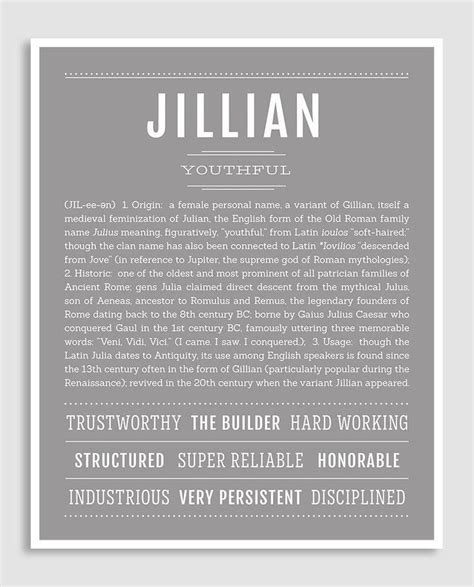 Jillian Classic Name Print Classic Names Names With Meaning