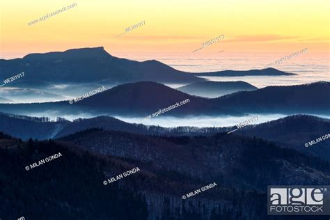 Ridges Of Mala Fatra Mountain Range Shrouded In Low Clouds Slovakia