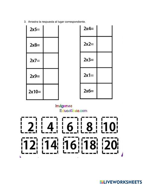 Repaso De La Tabla Del 2 Worksheet