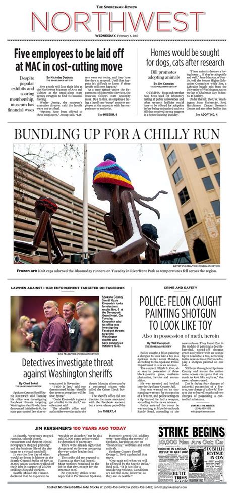 Northwest Front Page For Feb 6 2019 The Spokesman Review
