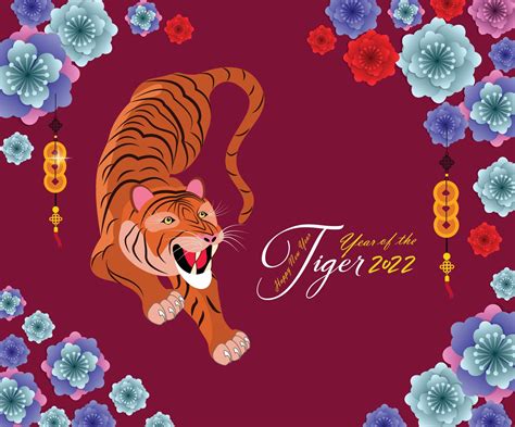 Happy Chinese new year 2022 - year of the Tiger. Lunar New Year banner